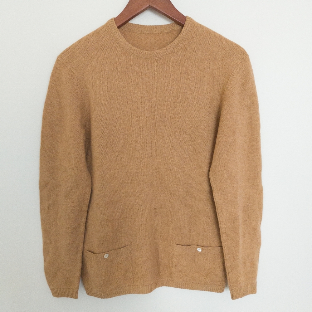 Jaeger Camel Hair & Wool Sweater Brown Made in Scotland Size 34